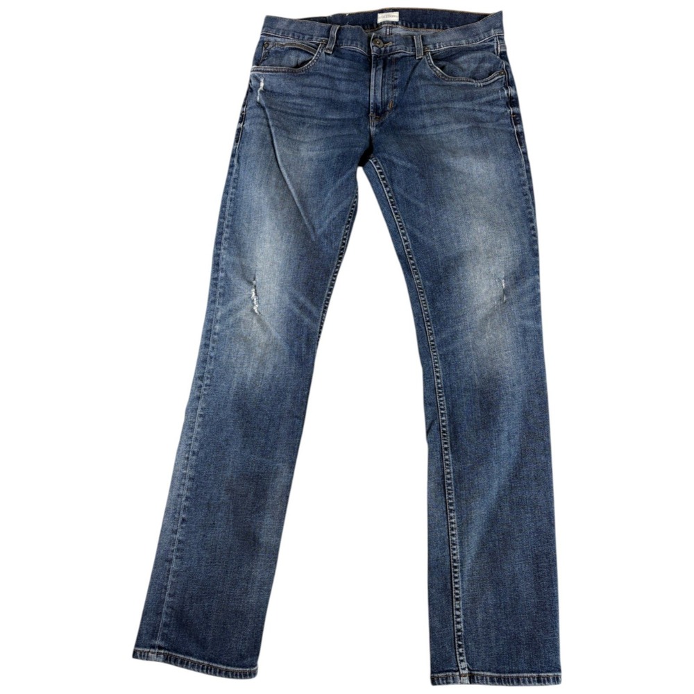 Hudson Blake Slim Straight Jeans Mens 34 Blue Distressed Premium Midrise Western